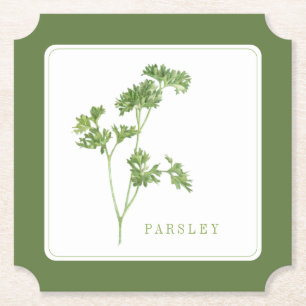 FRESH PARSLEY Ticket Paper Coasters (+text) Green