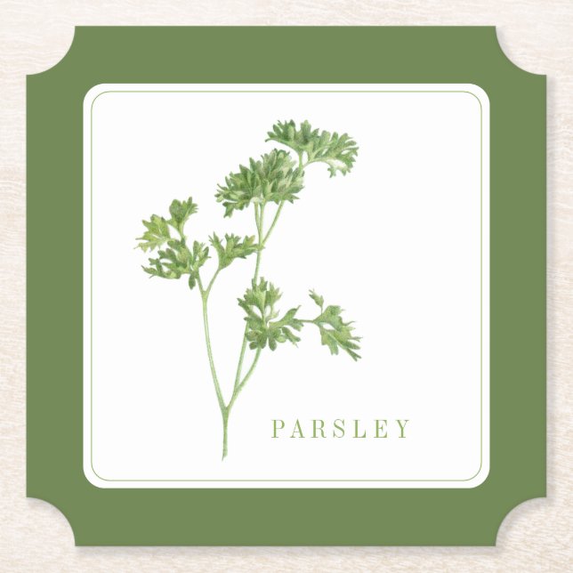 FRESH PARSLEY Ticket Paper Coasters (+text) Green (Front)
