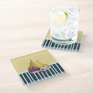 Fresh Pear modern still life Glass Coaster