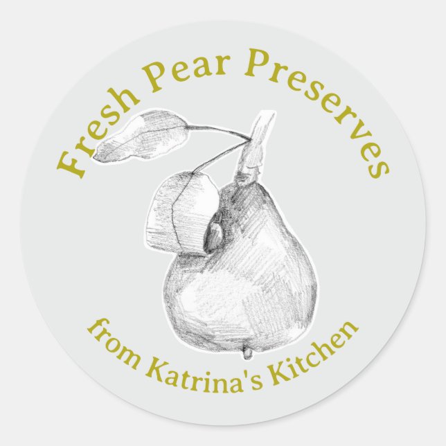 Fresh Pear Preserves Kitchen Fruit Gift Label (Front)