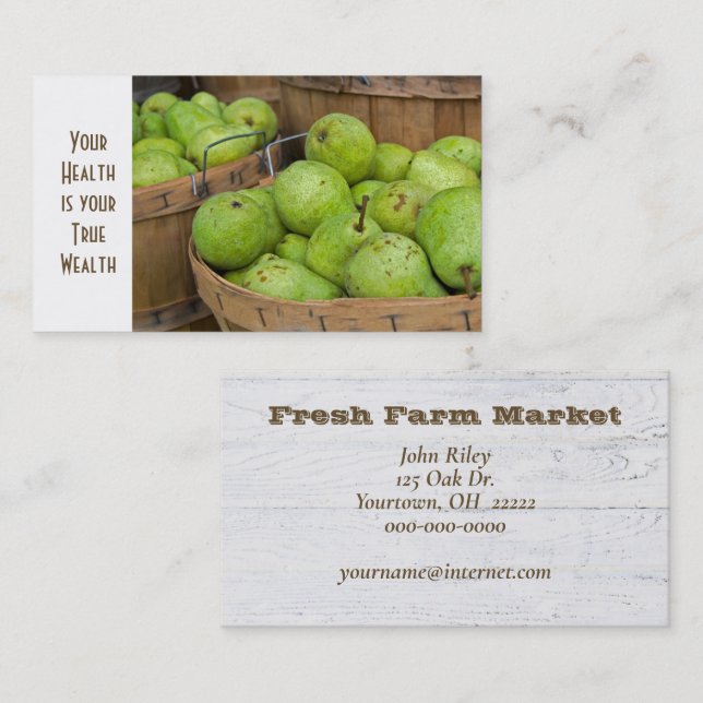 fresh pears in basket business card (Front/Back)