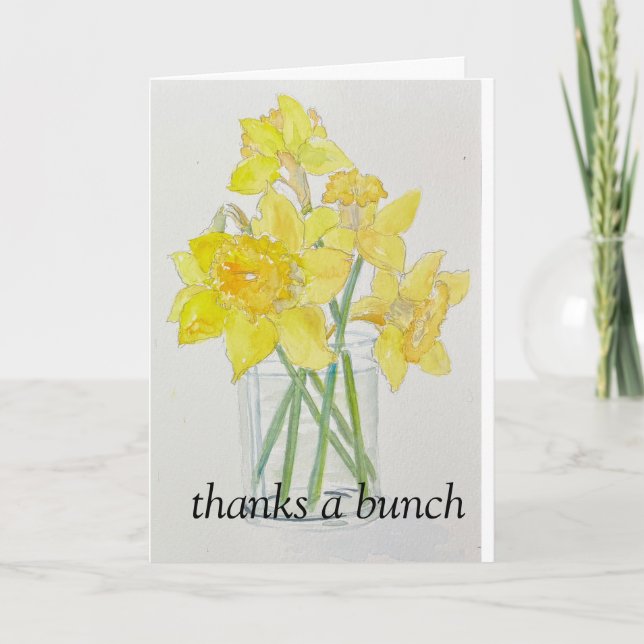 Fresh Picked Daffodils spring yellows watercolor Thank You Card (Front)
