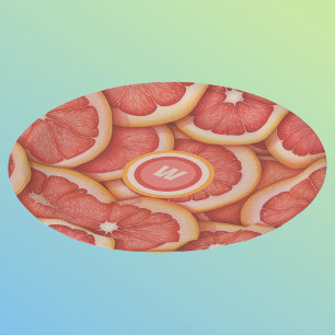 Fresh Picked Pink Grapefruit Monogram Initial Paper Plate