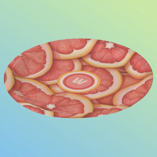 Fresh Picked Pink Grapefruit Monogram Initial Paper Plate