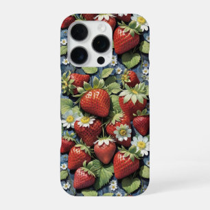 Fresh Picked Strawberries and White Blooms iPhone 16 Pro Case