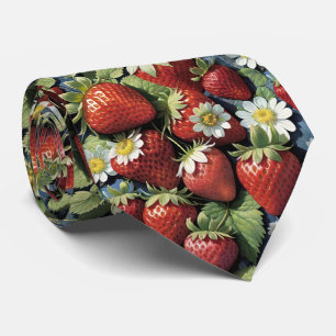 Fresh Picked Strawberries and White Blooms Tie
