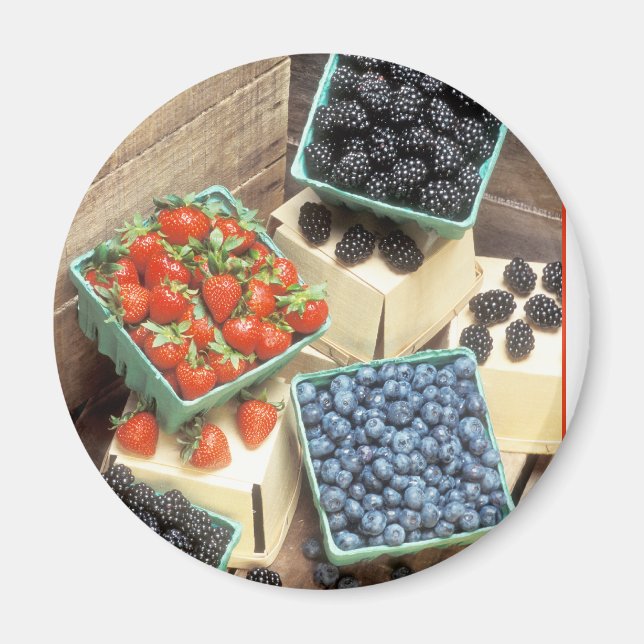 Fresh Picked Strawberries Blueberries Blackberries Magnet (Front)