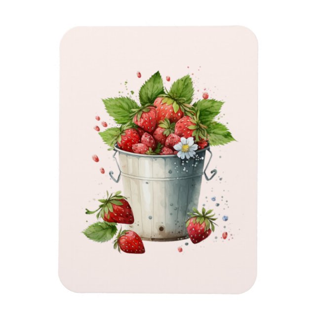 Fresh Picked Strawberries in a Bucket Magnet (Vertical)