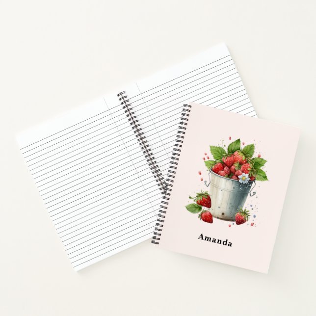 Fresh Picked Strawberries in a Bucket Notebook (Inside)