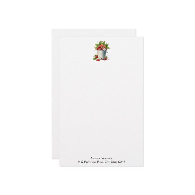 Fresh Picked Strawberries in a Bucket Stationery (Front/Back In Situ)