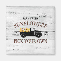 Fresh Picked Sunflowers Farm Truck Magnet