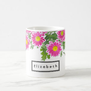 Fresh Pink and White Daisy Flowers Personalised Coffee Mug