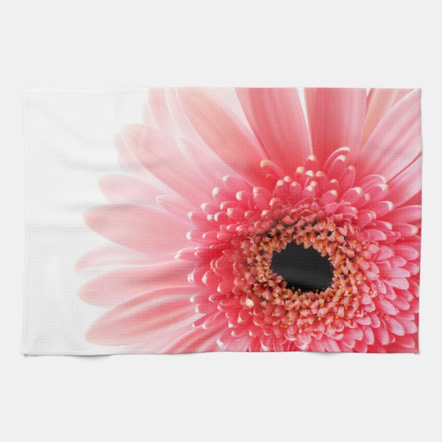 Fresh Pink Gerbera Daisy Photograph Tea Towel (Horizontal)