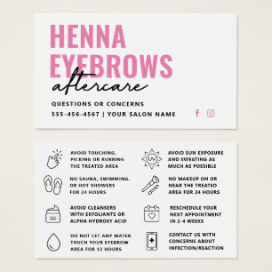 Fresh Pink Modern Henna Eyebrow Aftercare Guide
