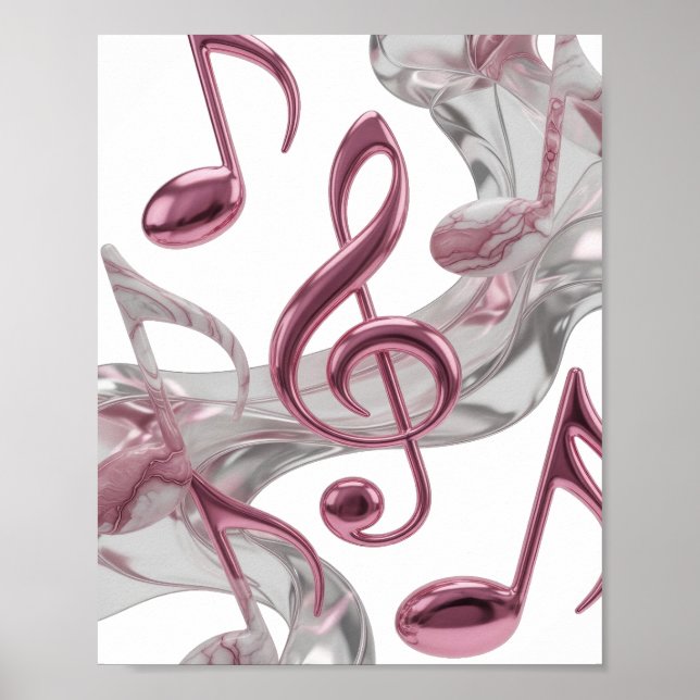 Fresh Pink MUSIC IN MOTION Text Design Poster (Front)