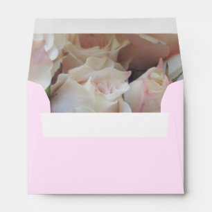 Fresh pink rose bouquet envelope