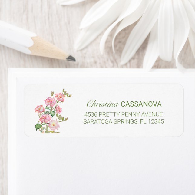 Fresh Pink Spring Floral Return Address Label (Insitu)