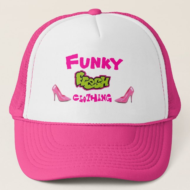 fresh, pinkpump, pink, Funky, Clothing Trucker Hat (Front)