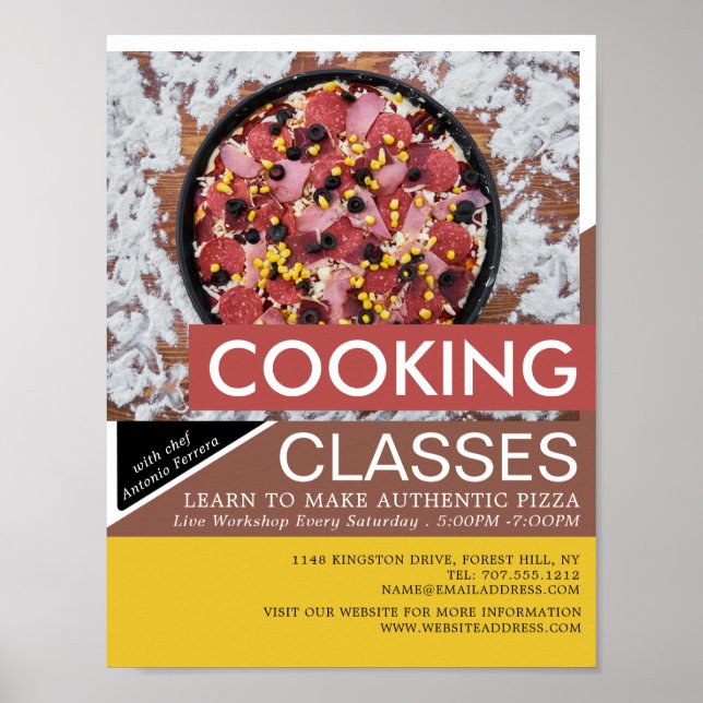 Fresh Pizza, Cooking Classes Advertising Poster (Front)