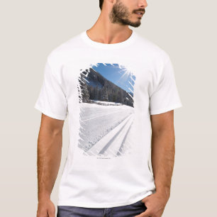 fresh prepared cross-country ski run in a 2 T-Shirt