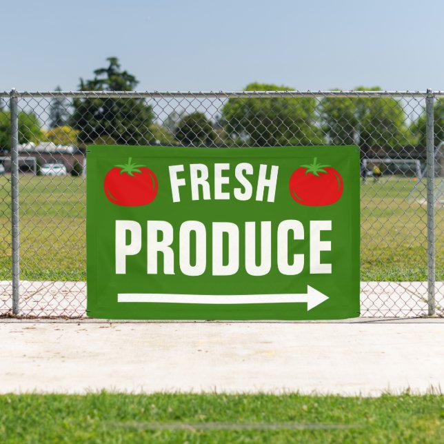 Fresh Produce banner sign with pointing arrow (Insitu)