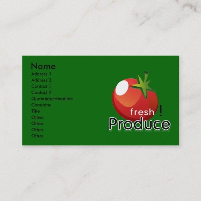 Fresh Produce Business Cards (Front)