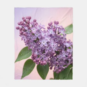 Fresh Purple Lilac Blossoms Spring Floral  Fleece Blanket
