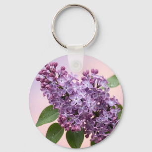 Fresh Purple Lilac Blossoms Spring Floral Key Ring