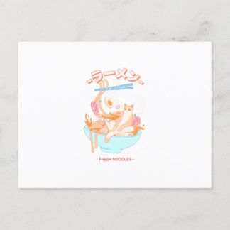 Fresh Ramen Noodles With Cat Design Postcard