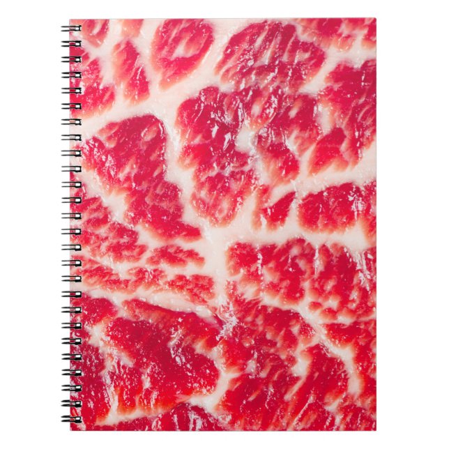 Fresh raw beef steak marbled meat texture close up notebook (Front)