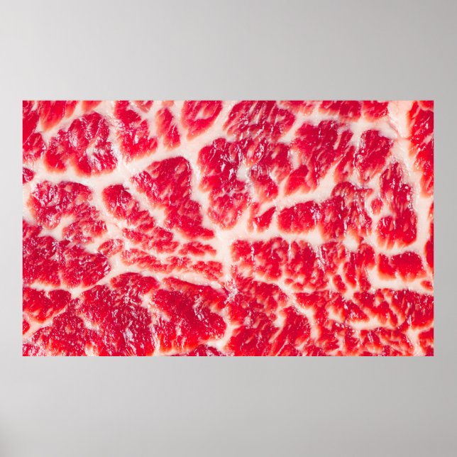 Fresh raw beef steak marbled meat texture close up poster (Front)
