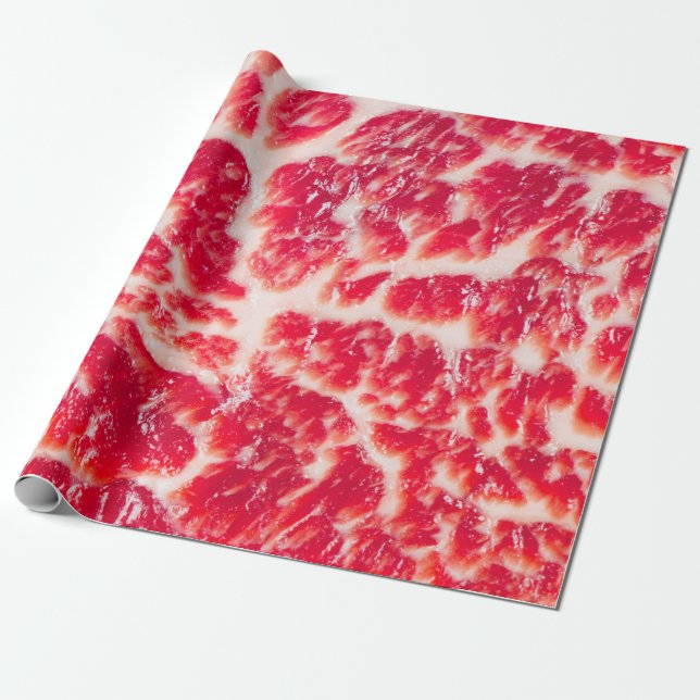 Fresh raw beef steak marbled meat texture close up wrapping paper (Unrolled)