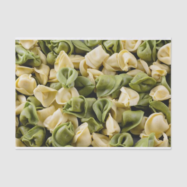 Fresh raw tortellini pasta tissue paper (Front)