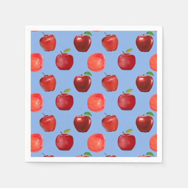 Fresh Red Apples on Sky Blue Napkins (Front)