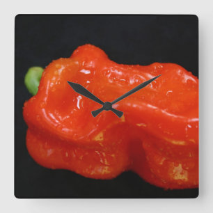 Fresh Red Bell Pepper Square Wall Clock