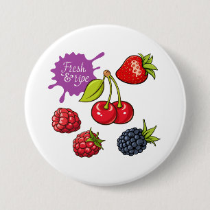 Fresh Red Berries and Cherries 7.5 Cm Round Badge