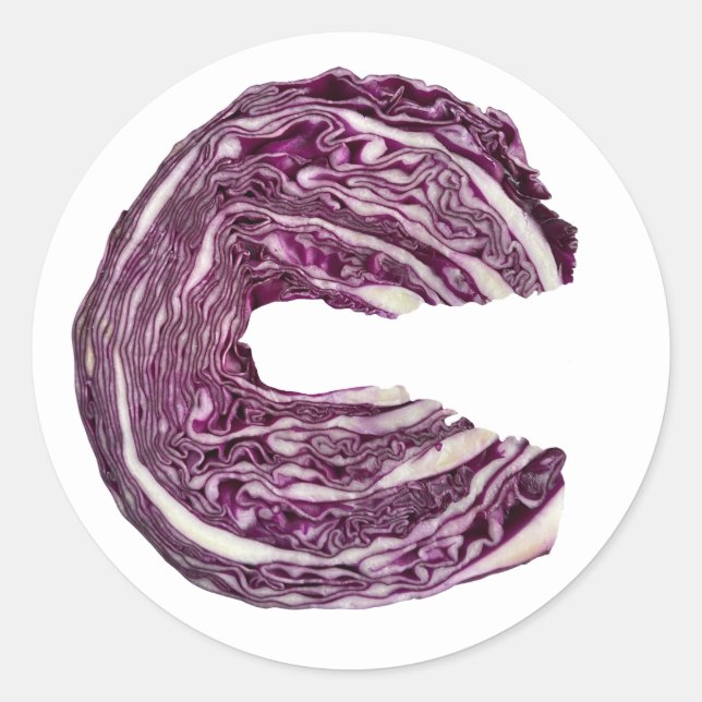 Fresh red cabbage - purple cabbage vegetable  classic round sticker (Front)