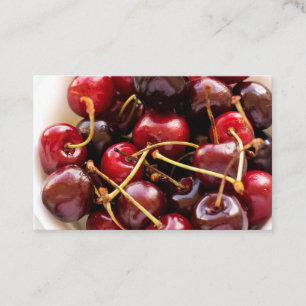 Fresh Red Cherries in a Bowl Photograph Business Card
