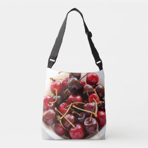 Fresh Red Cherries in a Bowl Photograph Crossbody Bag