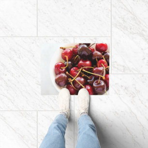 Fresh Red Cherries in a Bowl Photograph Doormat