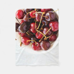 Fresh Red Cherries in a Bowl Photograph Fleece Blanket