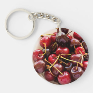 Fresh Red Cherries in a Bowl Photograph Key Ring