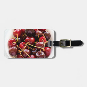 Fresh Red Cherries in a Bowl Photograph Luggage Tag