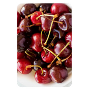 Fresh Red Cherries in a Bowl Photograph Magnet