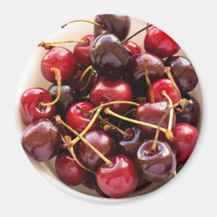 Fresh Red Cherries in a Bowl Photograph Magnet