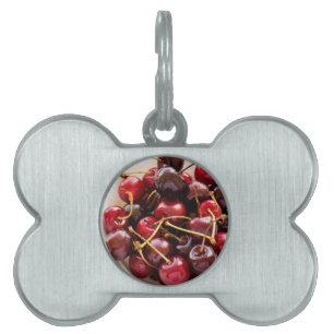 Fresh Red Cherries in a Bowl Photograph Pet ID Tag