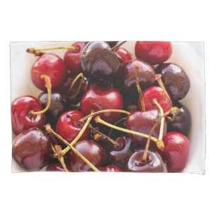 Fresh Red Cherries in a Bowl Photograph Pillowcase