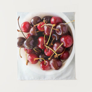 Fresh Red Cherries in a Bowl Photograph Tapestry