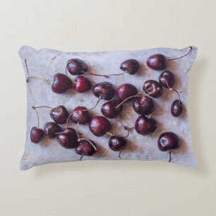 Fresh Red Cherries Photograph Decorative Cushion