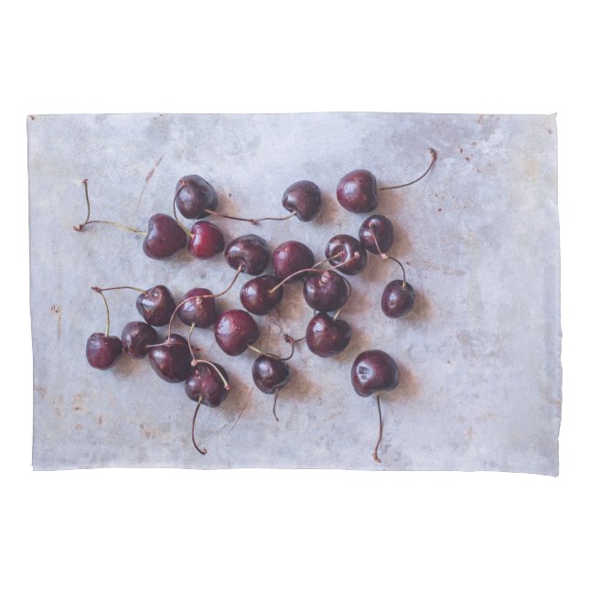 Fresh Red Cherries Photograph Pillowcase (Front)